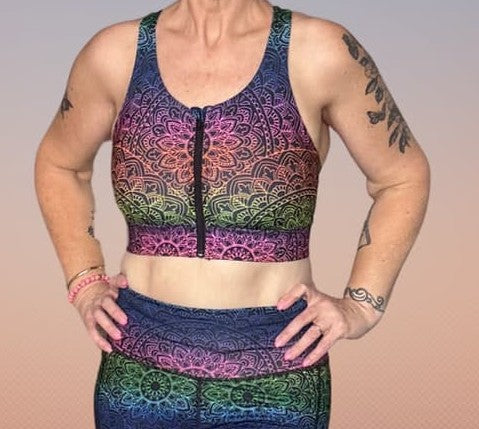 Mandala Glow Night Zipped Bra