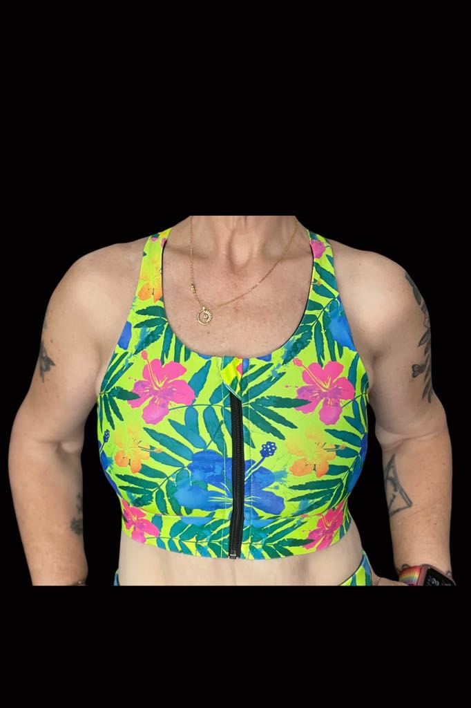 Aloha Hibiscus Zipped Bra